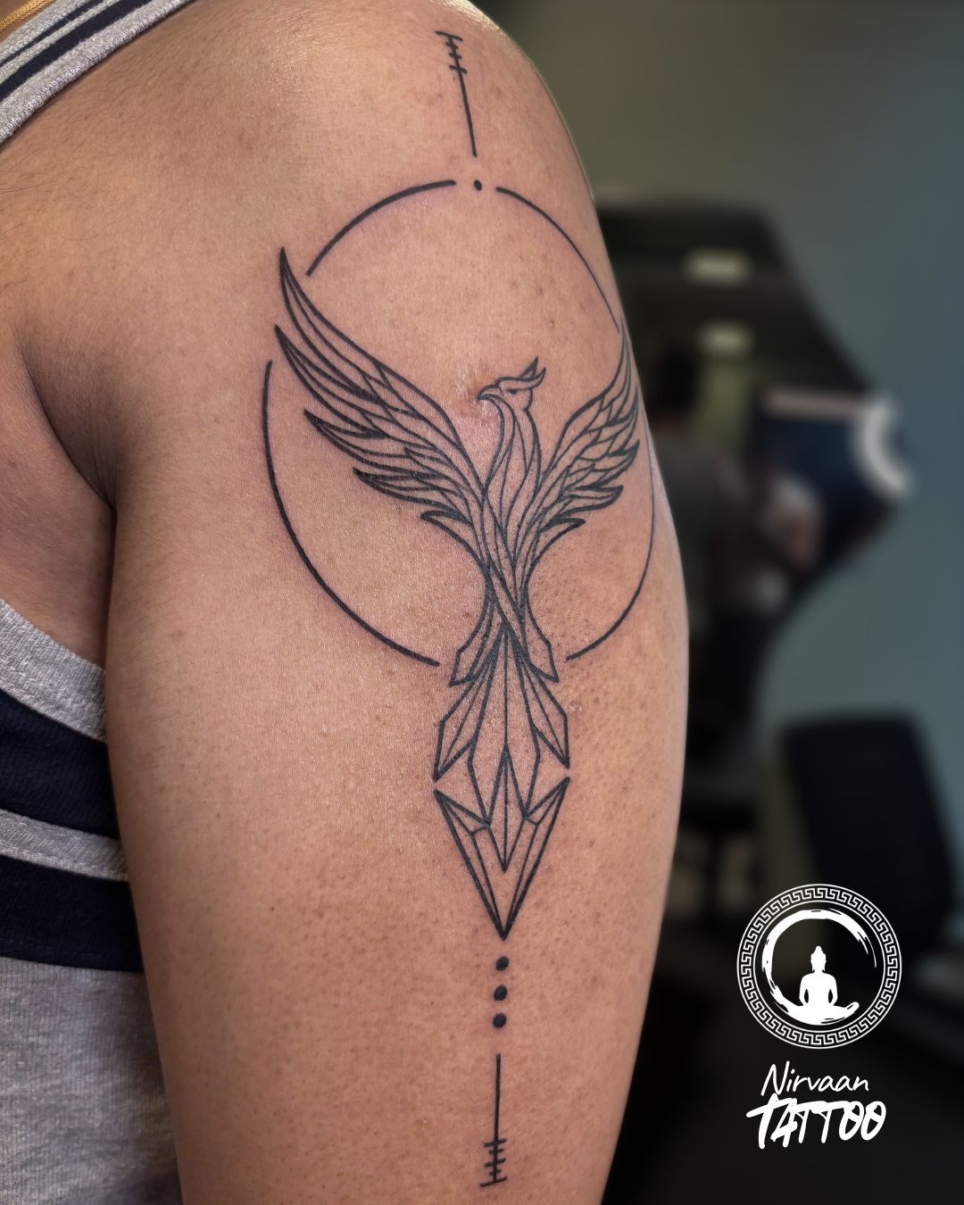 Geometric Pheonix tattoo